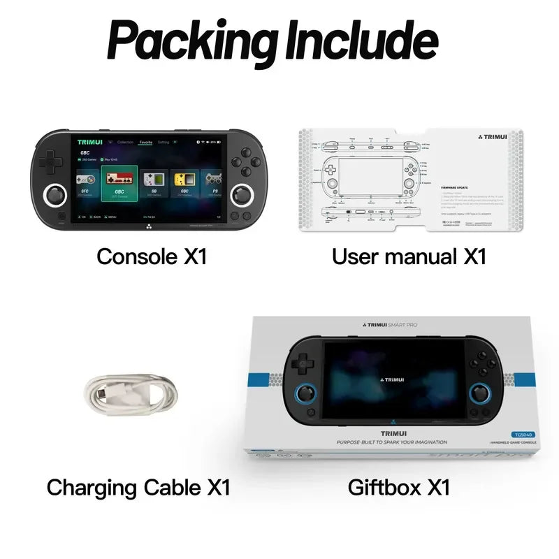 Trimui Smart Pro Retro Handheld Game Console with 4.96'' IPS HD Screen, Linux System, RGB Lighting, and Joystick for Classic Gaming