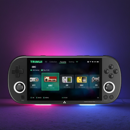 Trimui Smart Pro Retro Handheld Game Console with 4.96'' IPS HD Screen, Linux System, RGB Lighting, and Joystick for Classic Gaming